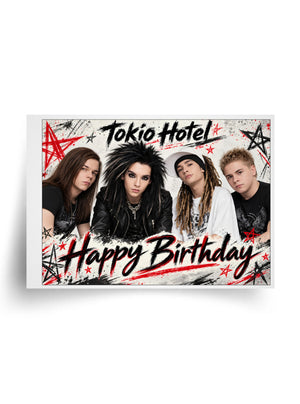 Tortenaufleger "Tokio Hotel im Rock-Stil" für essbaren Druck (Größe nach Wahl)