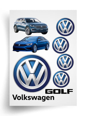 Tortenaufleger "Volkswagen GOLF" A4 – essbarer Druck